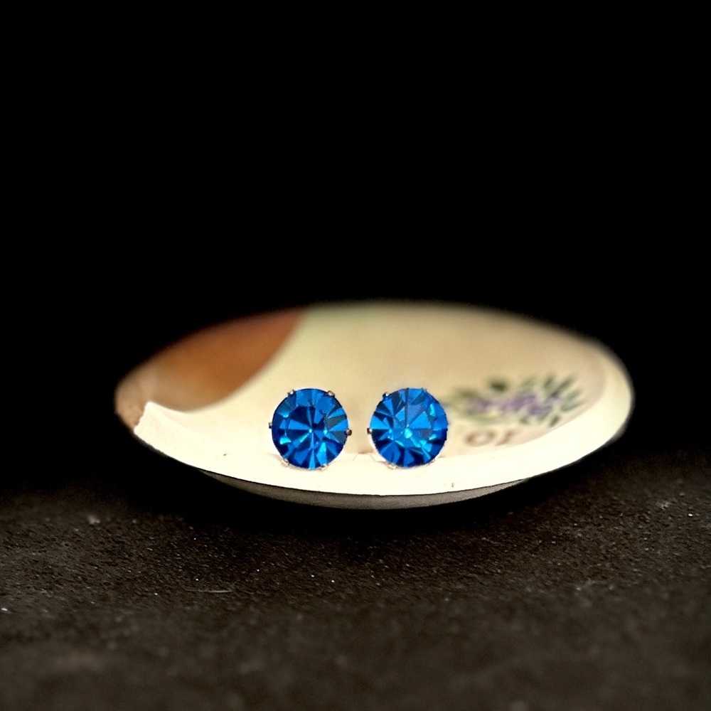 Beautiful Royal Blue Cushion Earrings